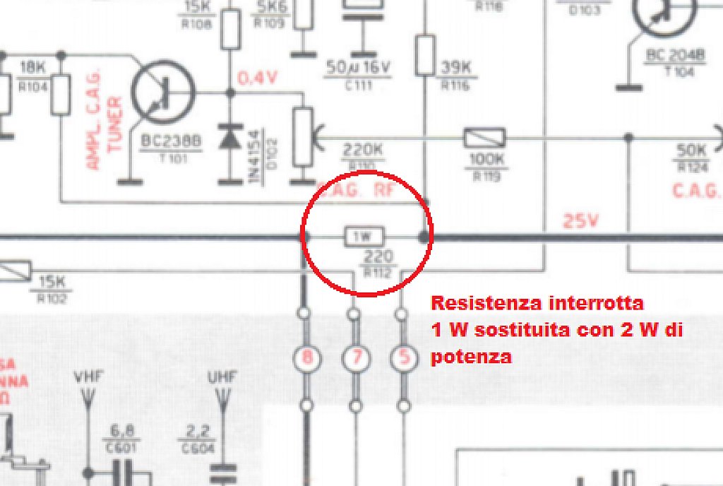  Televisore Bianco&Nero 12 pollici.Il guasto una resistenza interrotta.